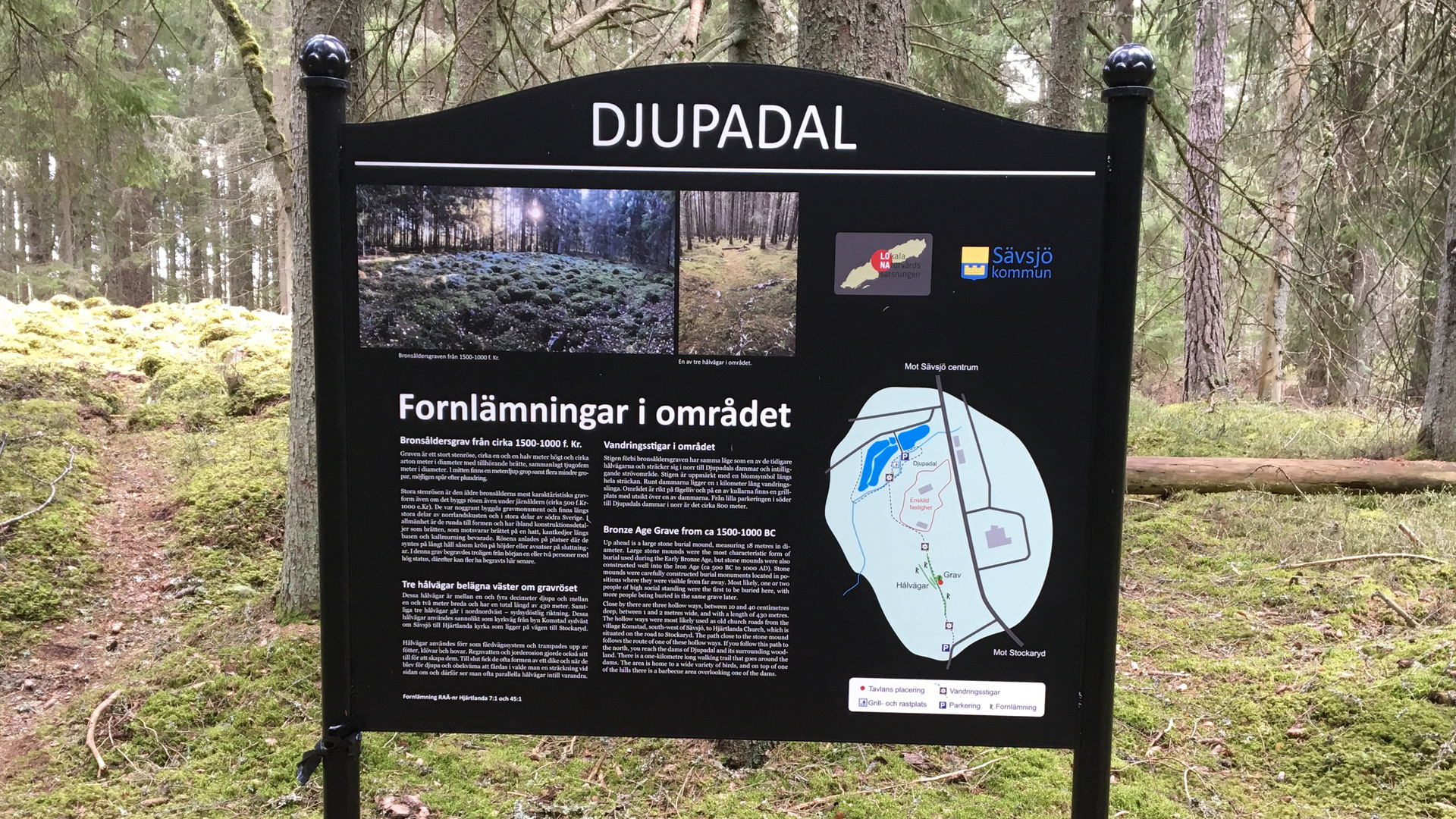 Skylt vid Djupadals strövområde